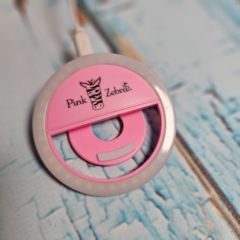 Pink Zebra Clip-On Selfie Ring Light for Smartphone USB LED – Gently Used